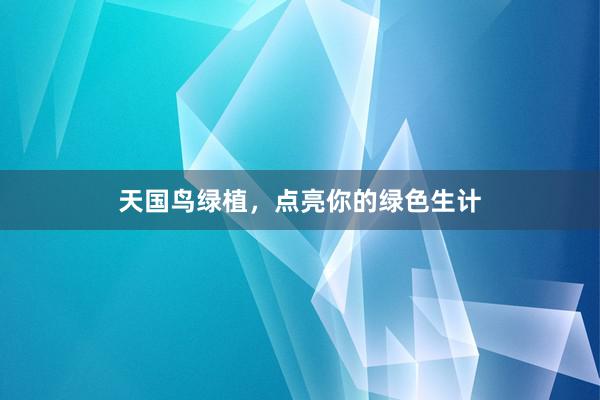 天国鸟绿植，点亮你的绿色生计